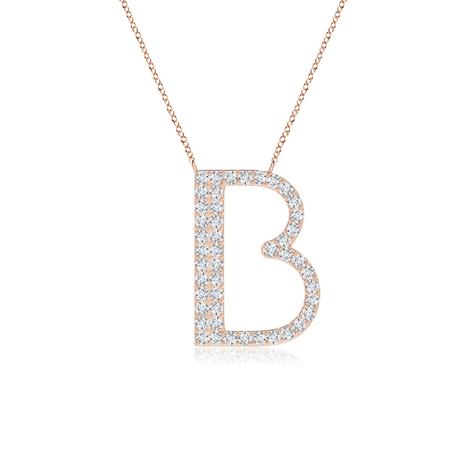 1.2mm GVS2 Modern Deco Diamond Capital "B" Initial Pendant in Rose Gold 