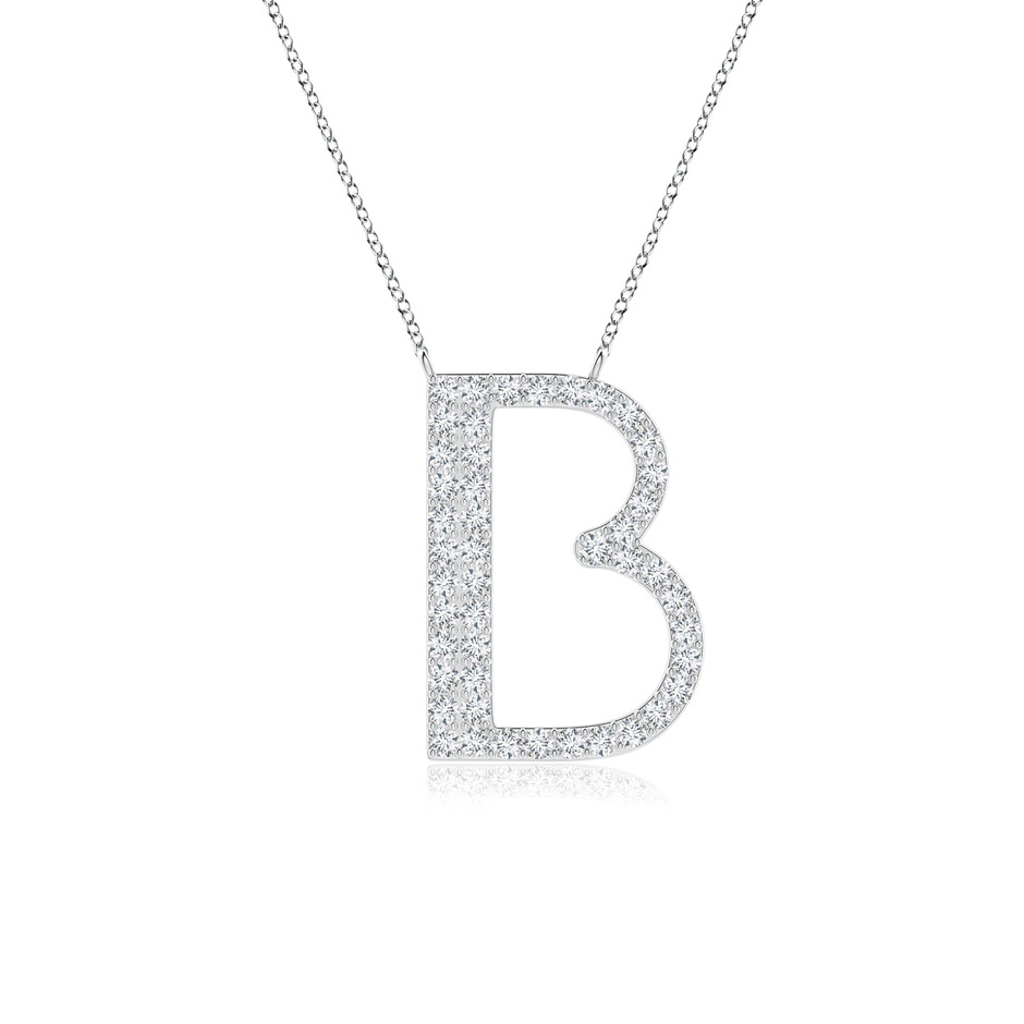 1.2mm GVS2 Modern Deco Diamond Capital "B" Initial Pendant in White Gold 