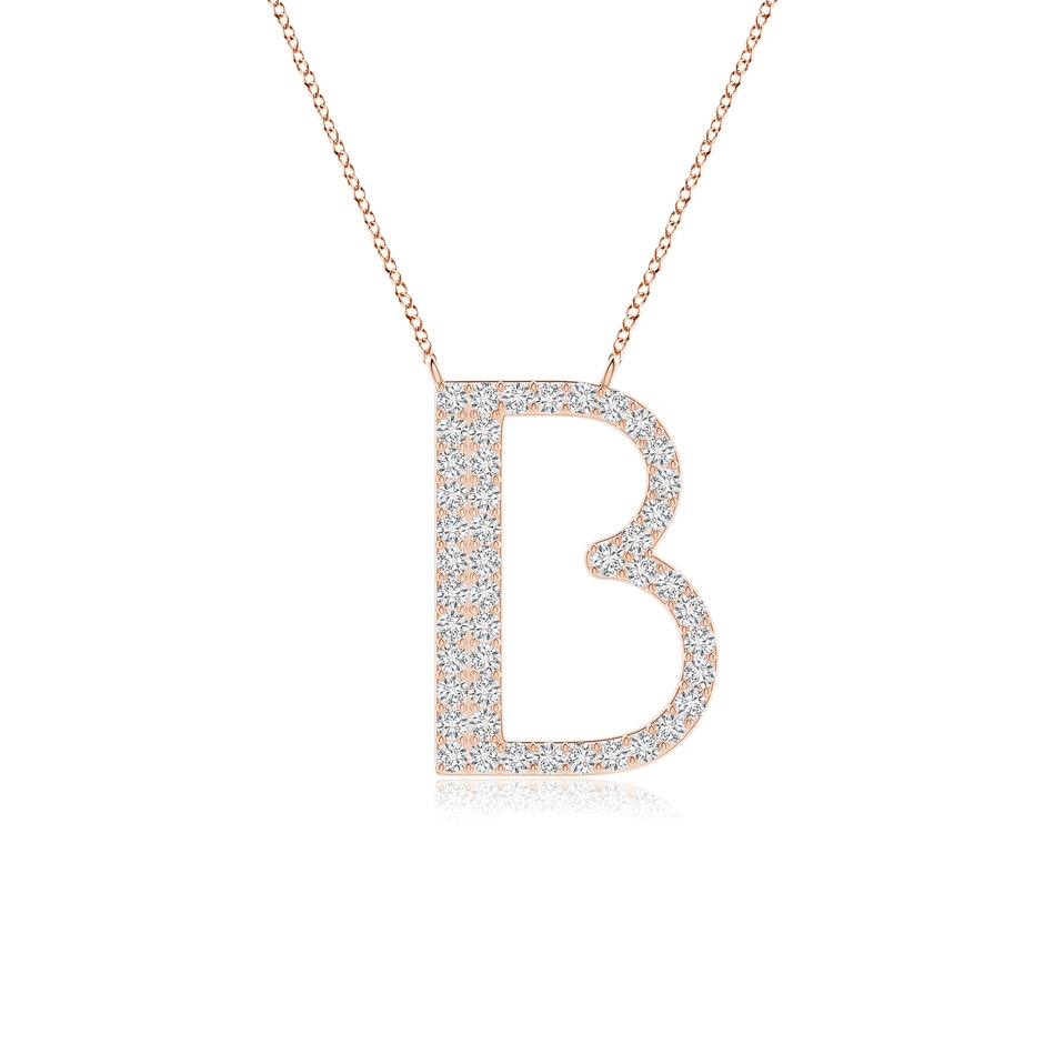 1.2mm HSI2 Modern Deco Diamond Capital "B" Initial Pendant in Rose Gold 