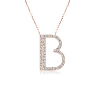 1.2mm IJI1I2 Modern Deco Diamond Capital "B" Initial Pendant in Rose Gold