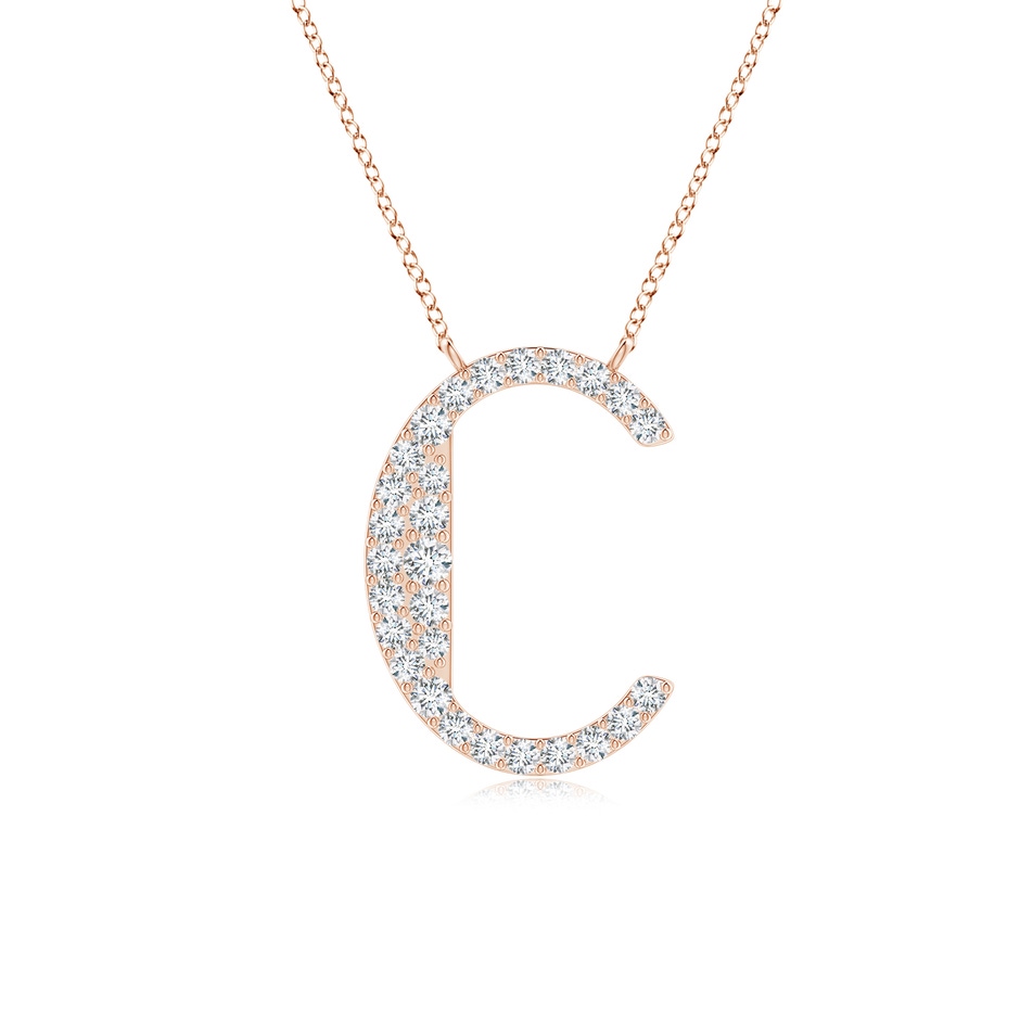 1.35mm GVS2 Modern Deco Diamond Capital "C" Initial Pendant in 9K Rose Gold 