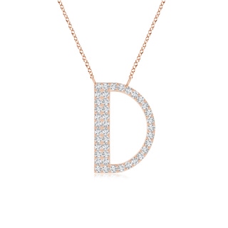 1.1mm GVS2 Modern Deco Diamond Capital "D" Initial Pendant in 9K Rose Gold