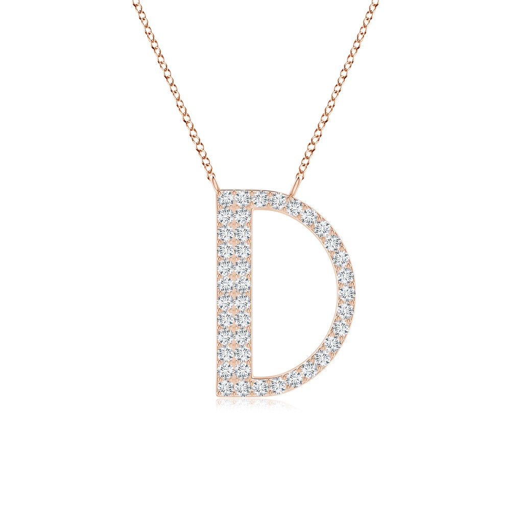 1.1mm GVS2 Modern Deco Diamond Capital "D" Initial Pendant in Rose Gold