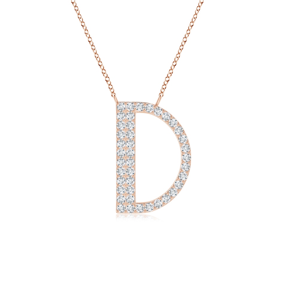 1.1mm GVS2 Modern Deco Diamond Capital "D" Initial Pendant in Rose Gold 