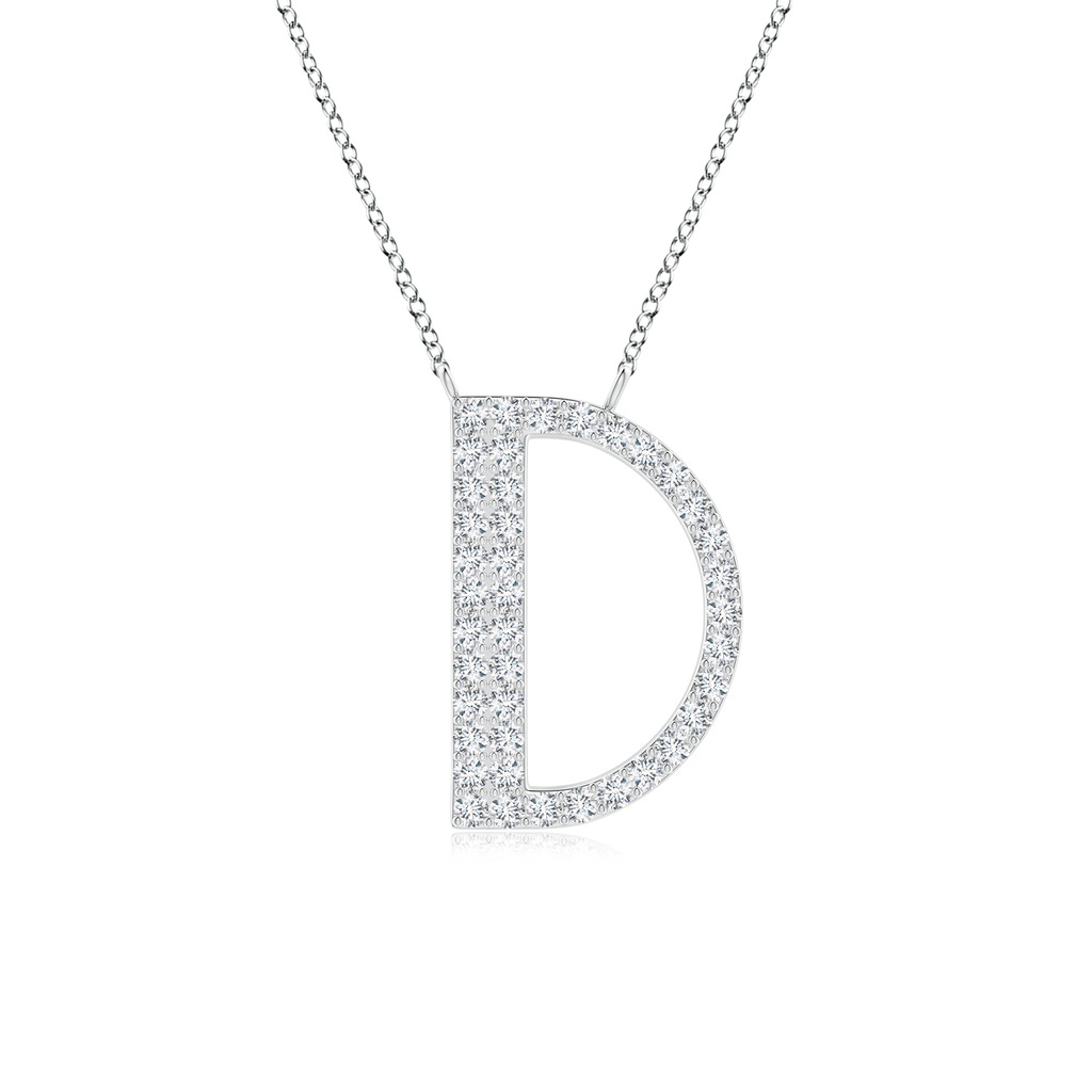 1.1mm GVS2 Modern Deco Diamond Capital "D" Initial Pendant in White Gold