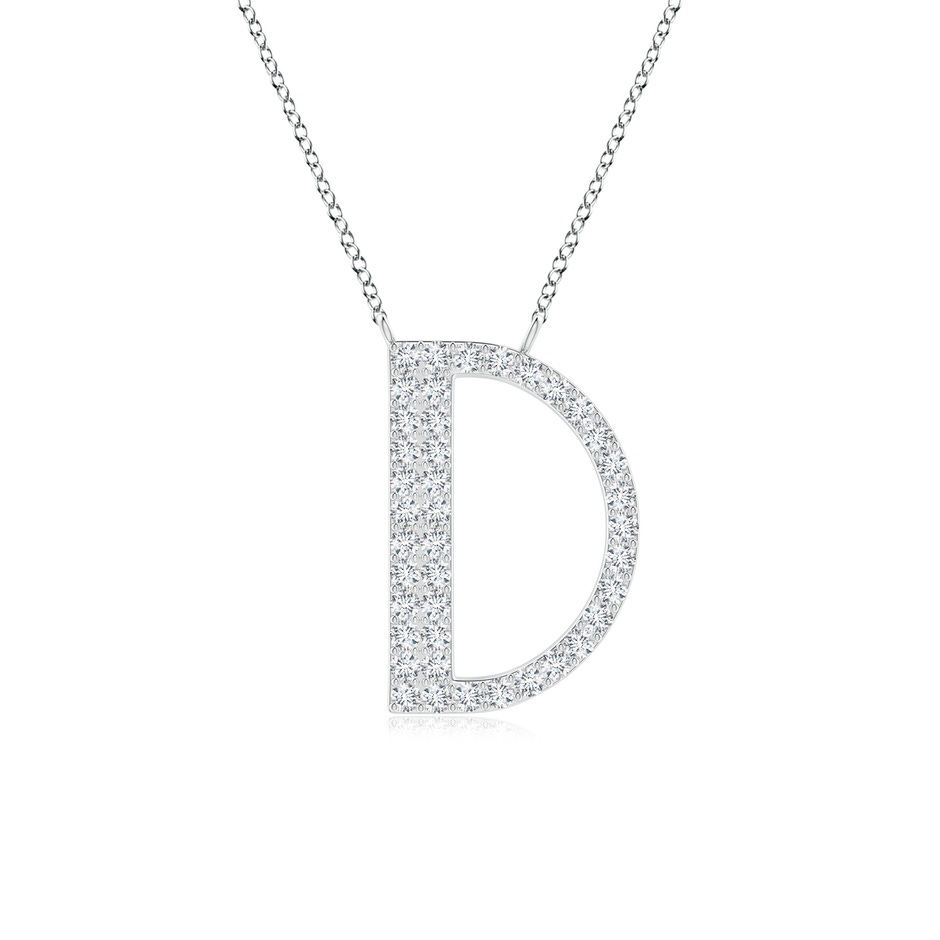 1.1mm GVS2 Modern Deco Diamond Capital "D" Initial Pendant in White Gold 