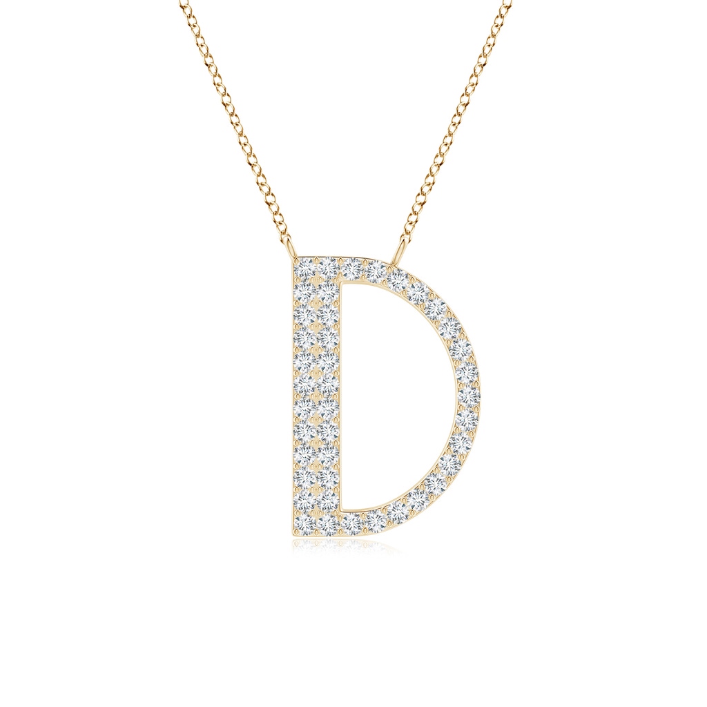 1.1mm GVS2 Modern Deco Diamond Capital "D" Initial Pendant in Yellow Gold