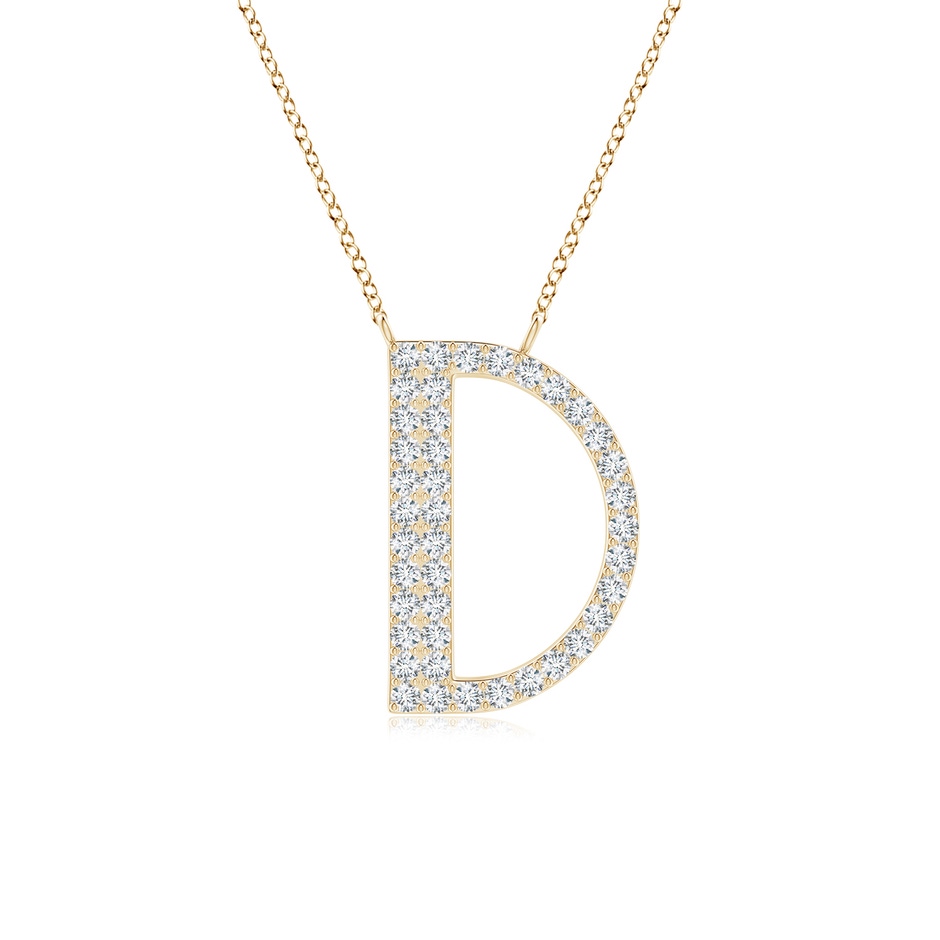 1.1mm GVS2 Modern Deco Diamond Capital "D" Initial Pendant in Yellow Gold 