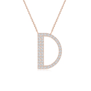1.1mm HSI2 Modern Deco Diamond Capital "D" Initial Pendant in Rose Gold
