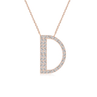 1.1mm IJI1I2 Modern Deco Diamond Capital "D" Initial Pendant in 9K Rose Gold