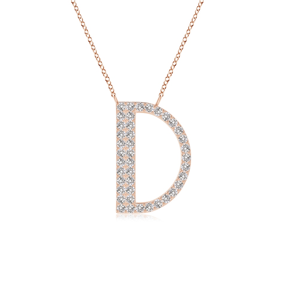 1.1mm IJI1I2 Modern Deco Diamond Capital "D" Initial Pendant in 9K Rose Gold 