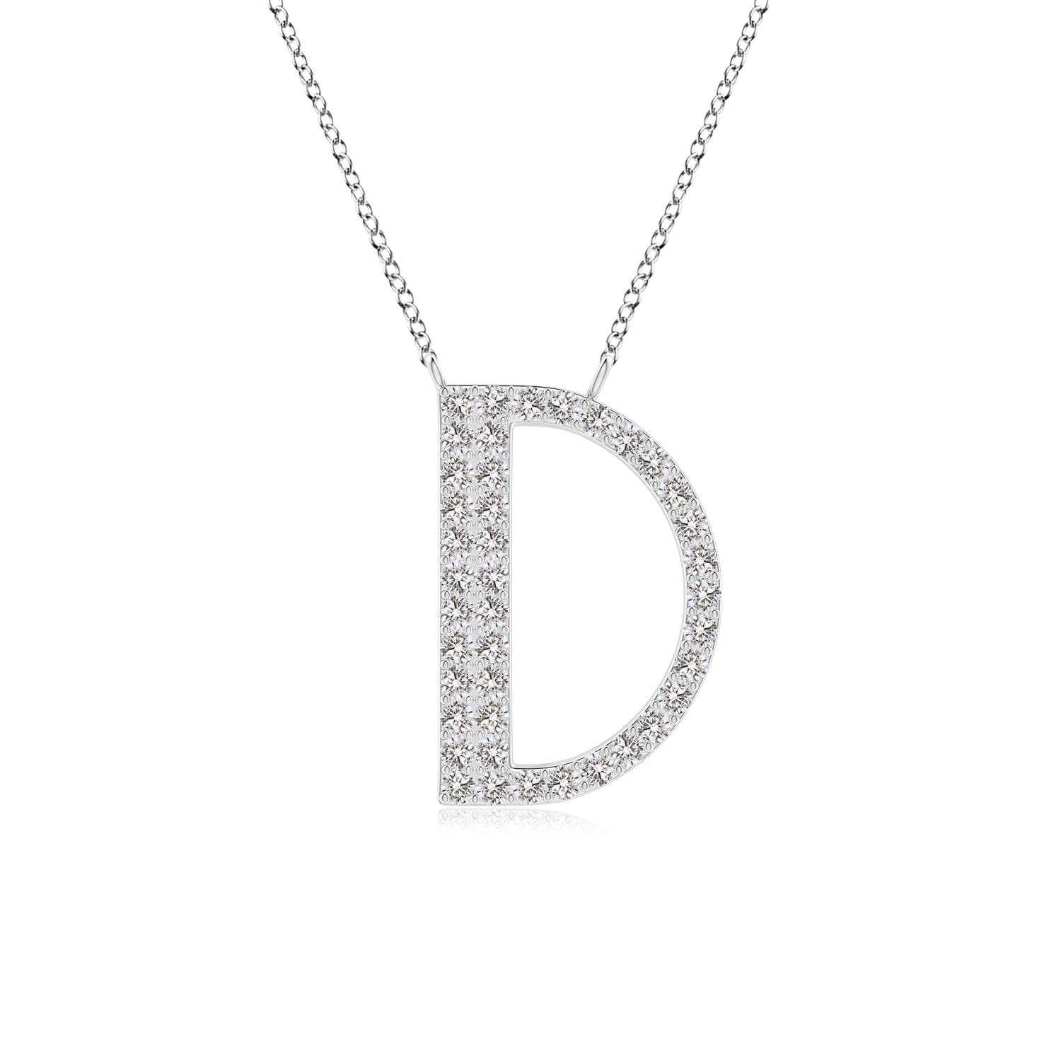 1.1mm IJI1I2 Modern Deco Diamond Capital "D" Initial Pendant in P950 Platinum