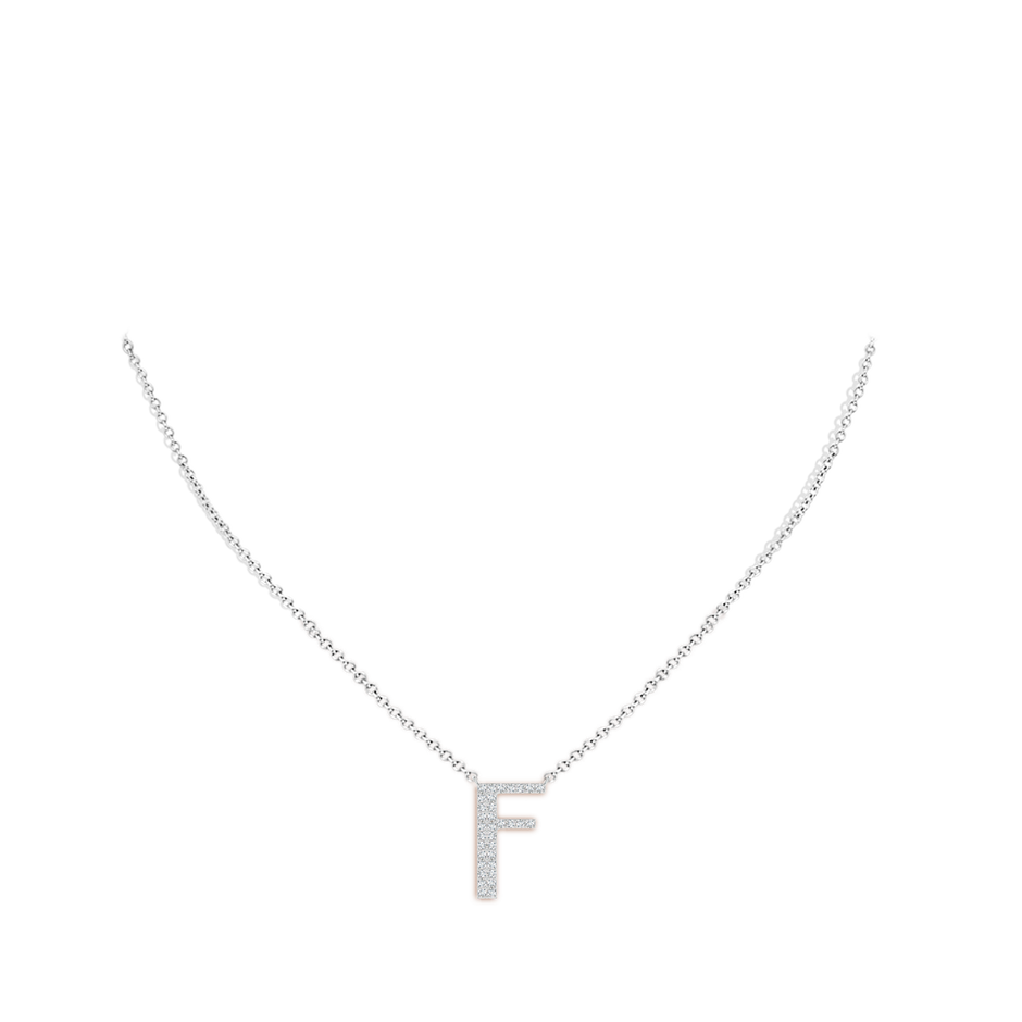 1.1mm GVS2 Modern Deco Diamond Capital "F" Initial Pendant in P950 Platinum body-neck