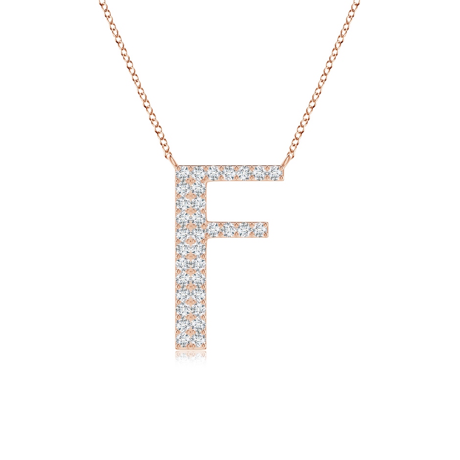 1.1mm GVS2 Modern Deco Diamond Capital "F" Initial Pendant in Rose Gold 