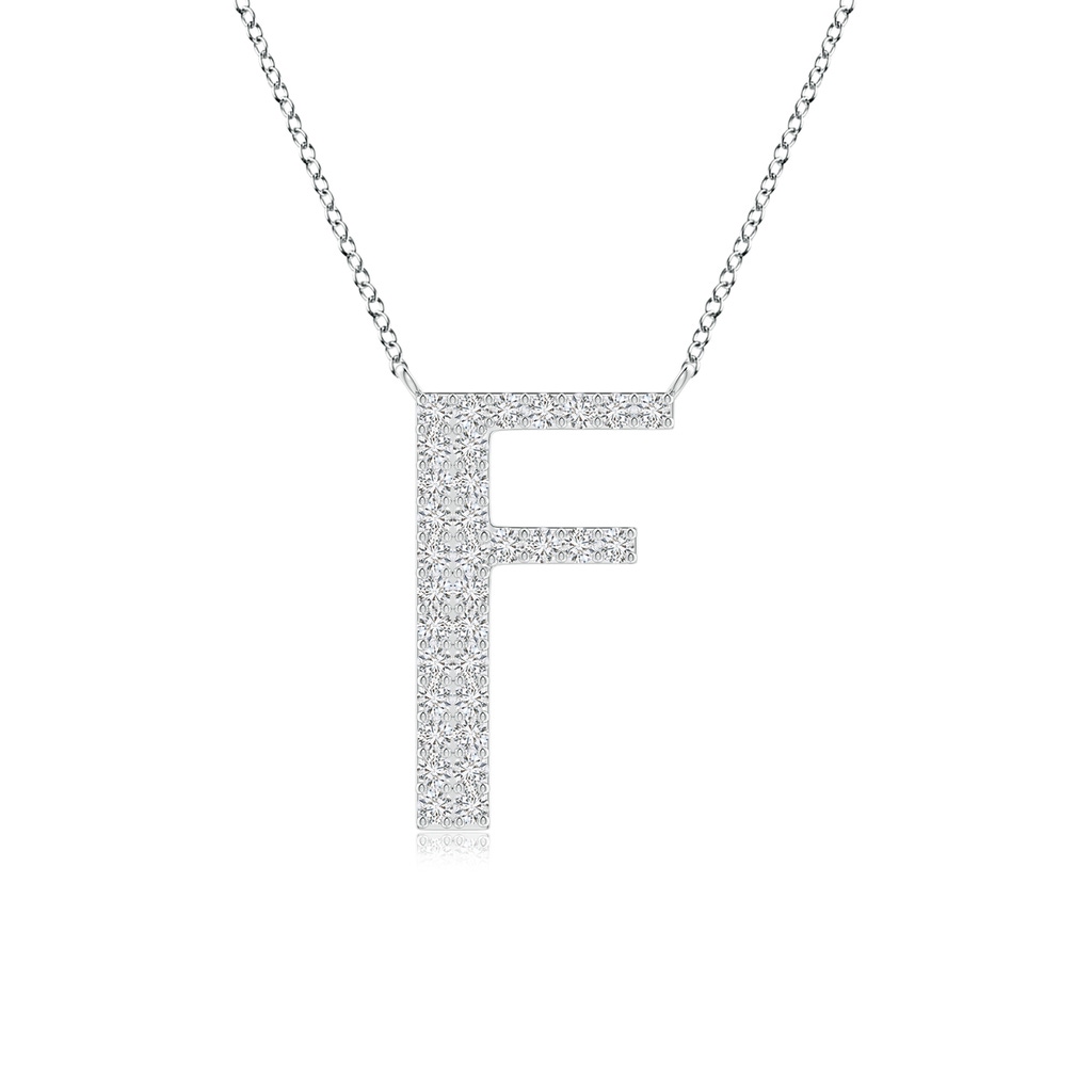 1.1mm HSI2 Modern Deco Diamond Capital "F" Initial Pendant in White Gold