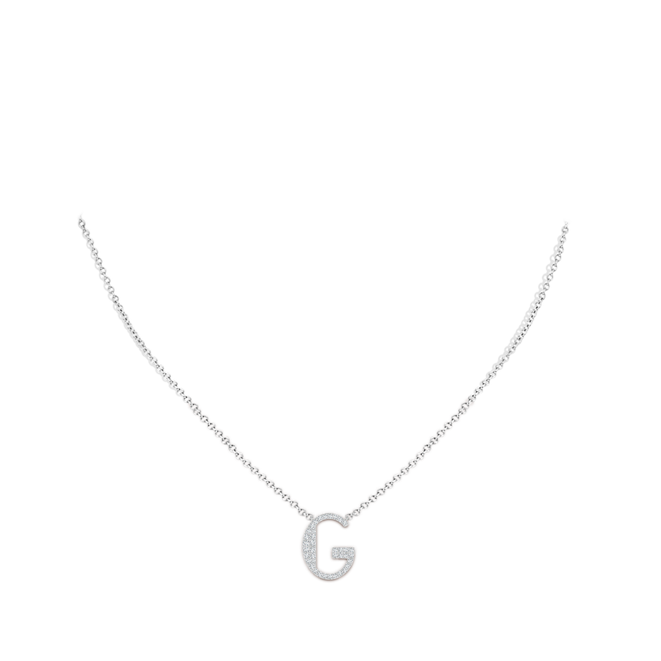1.4mm GVS2 Modern Deco Diamond Capital "G" Initial Pendant in P950 Platinum body-neck