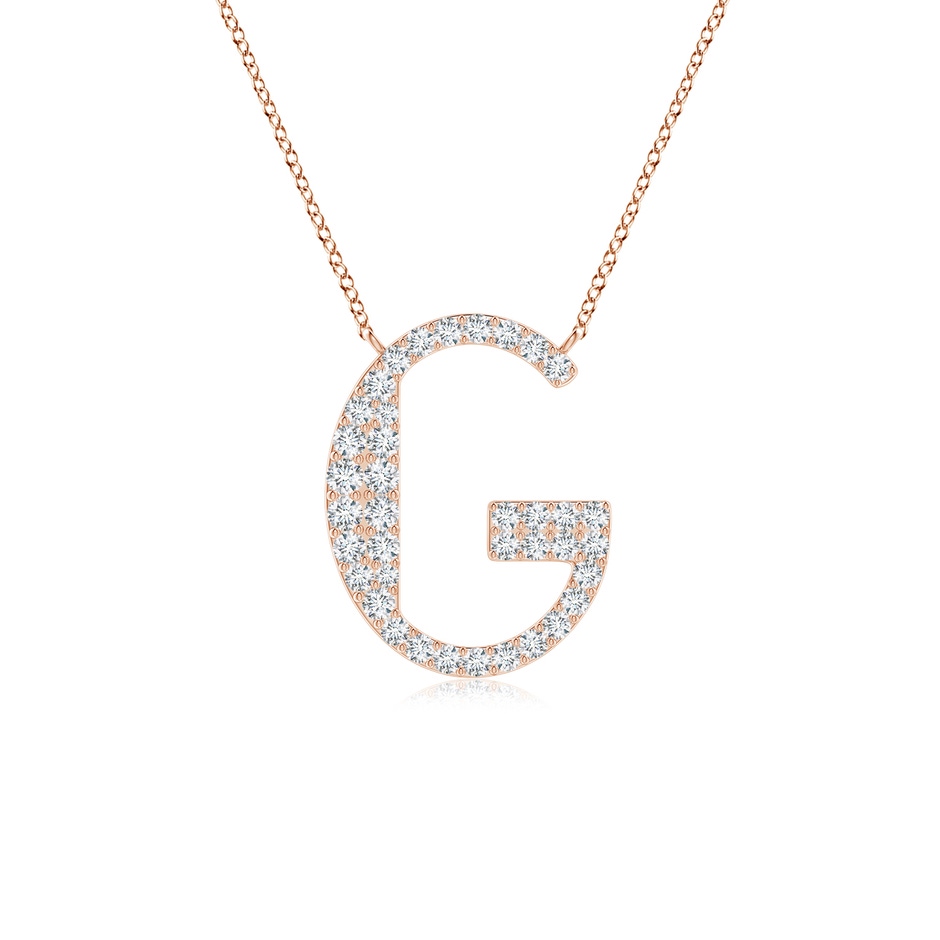 1.4mm GVS2 Modern Deco Diamond Capital "G" Initial Pendant in Rose Gold 