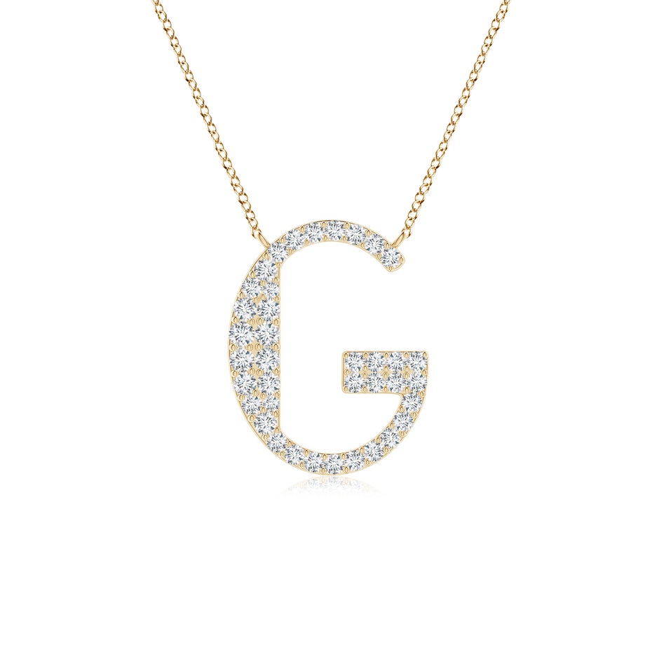 1.4mm GVS2 Modern Deco Diamond Capital "G" Initial Pendant in Yellow Gold 