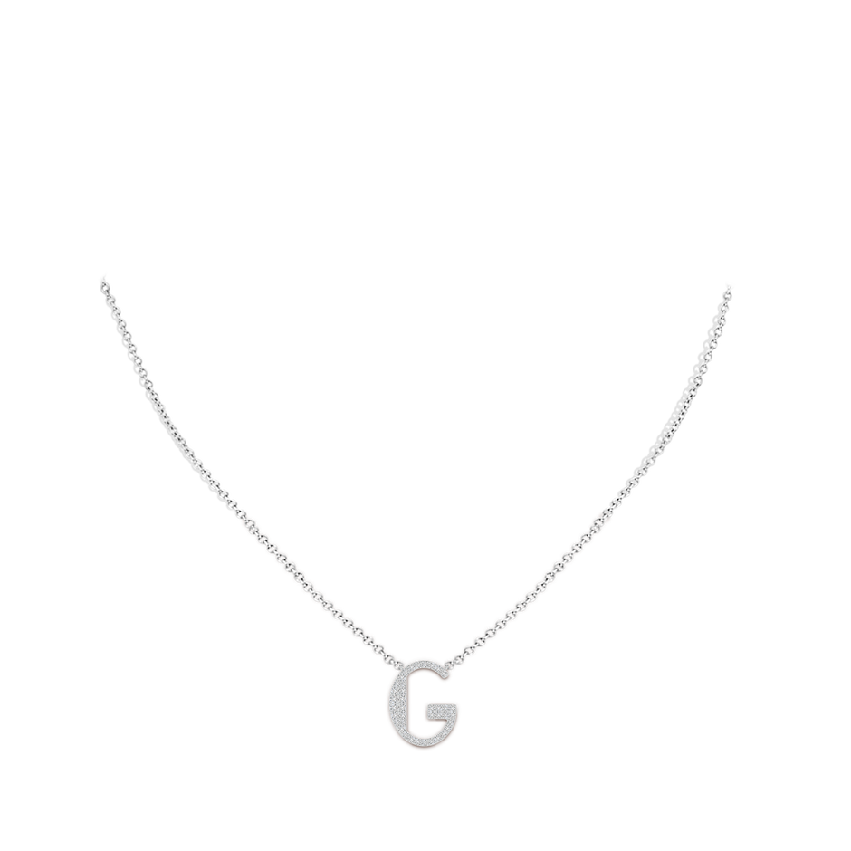 1.4mm HSI2 Modern Deco Diamond Capital "G" Initial Pendant in P950 Platinum body-neck