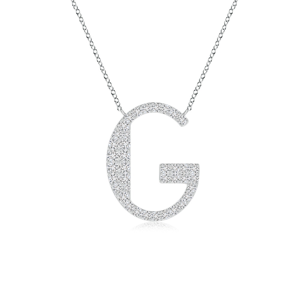 1.4mm HSI2 Modern Deco Diamond Capital "G" Initial Pendant in White Gold