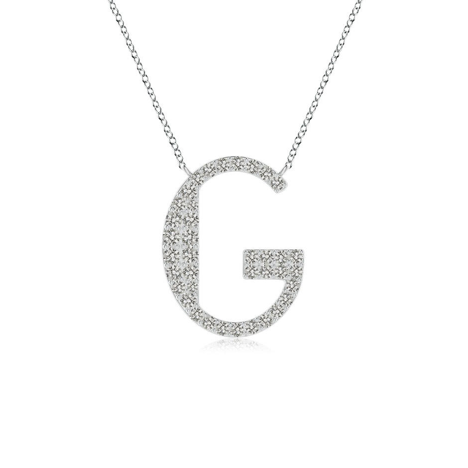 1.4mm KI3 Modern Deco Diamond Capital "G" Initial Pendant in White Gold 