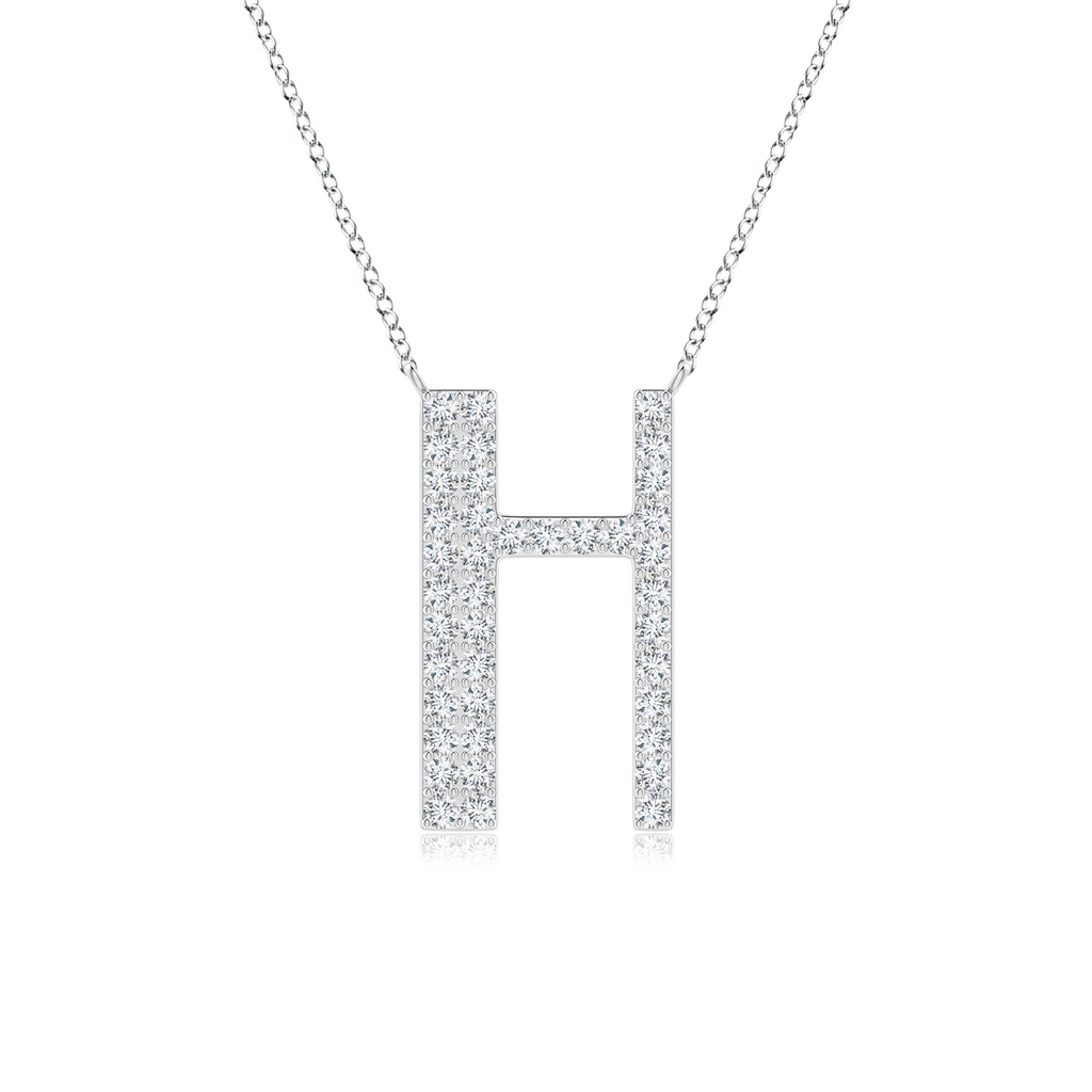 1.1mm GVS2 Modern Deco Diamond Capital "H" Initial Pendant in P950 Platinum