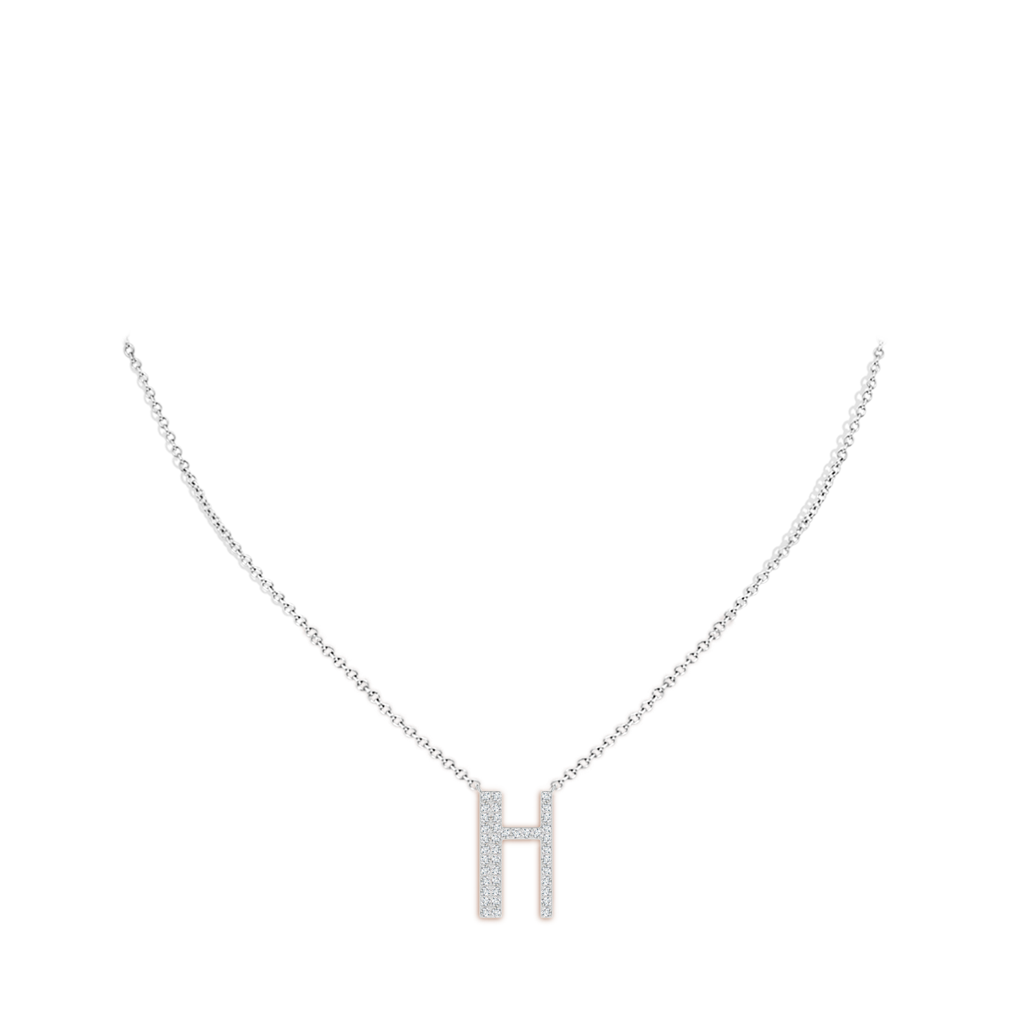 1.1mm GVS2 Modern Deco Diamond Capital "H" Initial Pendant in P950 Platinum - body_neck