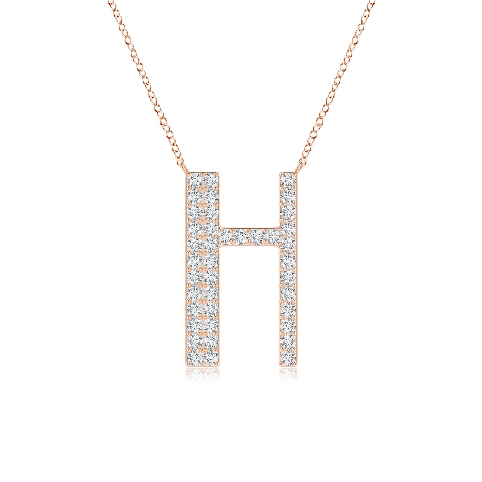 1.1mm GVS2 Modern Deco Diamond Capital "H" Initial Pendant in Rose Gold 