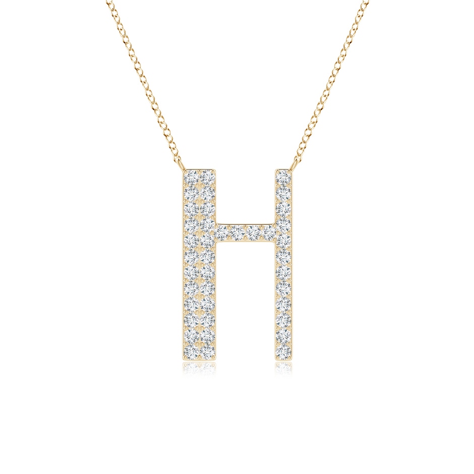 1.1mm GVS2 Modern Deco Diamond Capital "H" Initial Pendant in Yellow Gold 