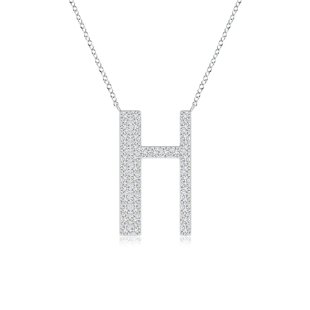 1.1mm HSI2 Modern Deco Diamond Capital "H" Initial Pendant in White Gold