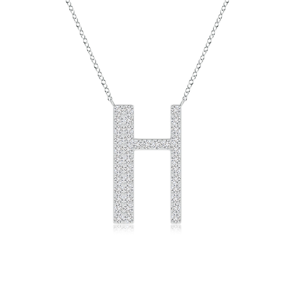 1.1mm HSI2 Modern Deco Diamond Capital "H" Initial Pendant in White Gold 