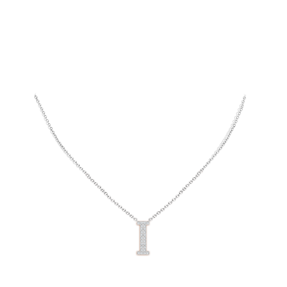 1.2mm GVS2 Modern Deco Diamond Capital "I" Initial Pendant in P950 Platinum body-neck