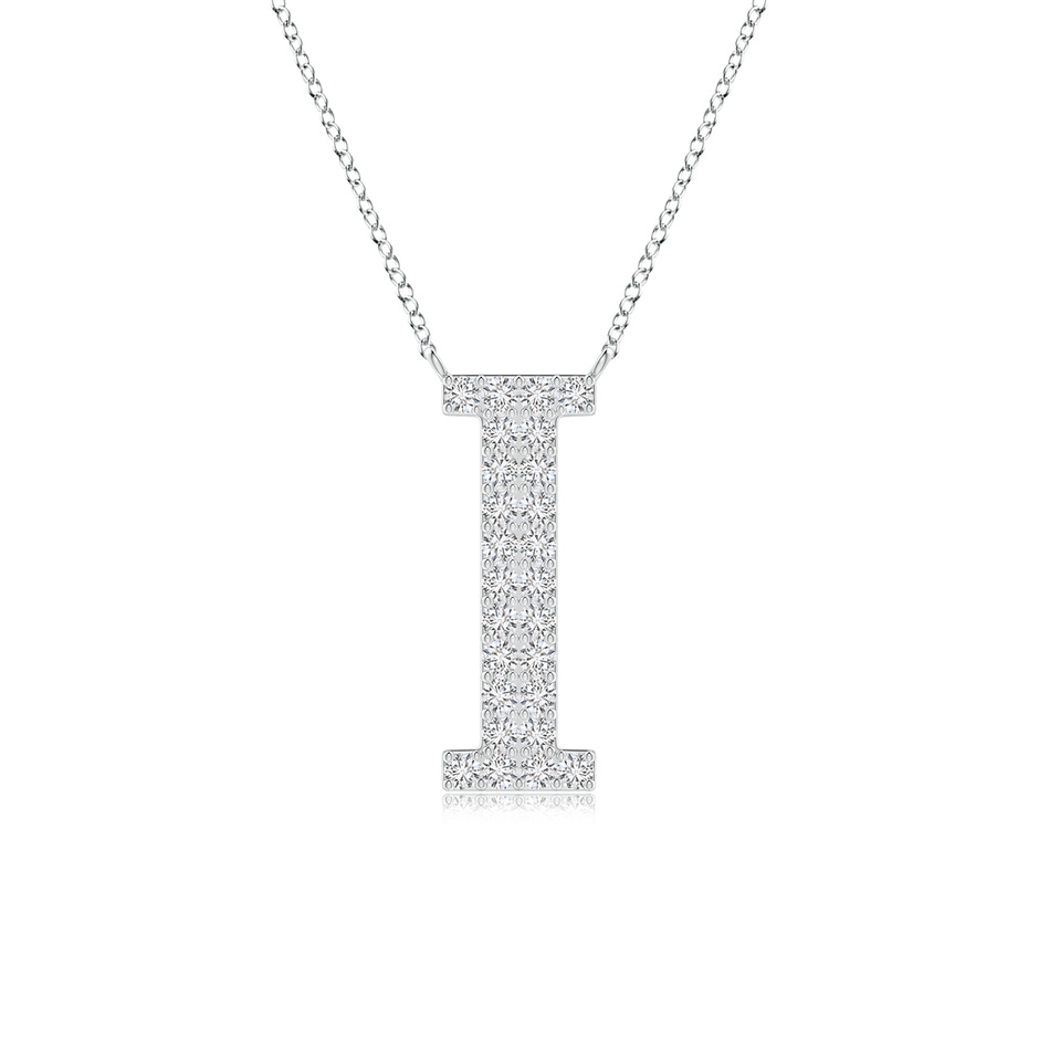 1.2mm HSI2 Modern Deco Diamond Capital "I" Initial Pendant in White Gold 