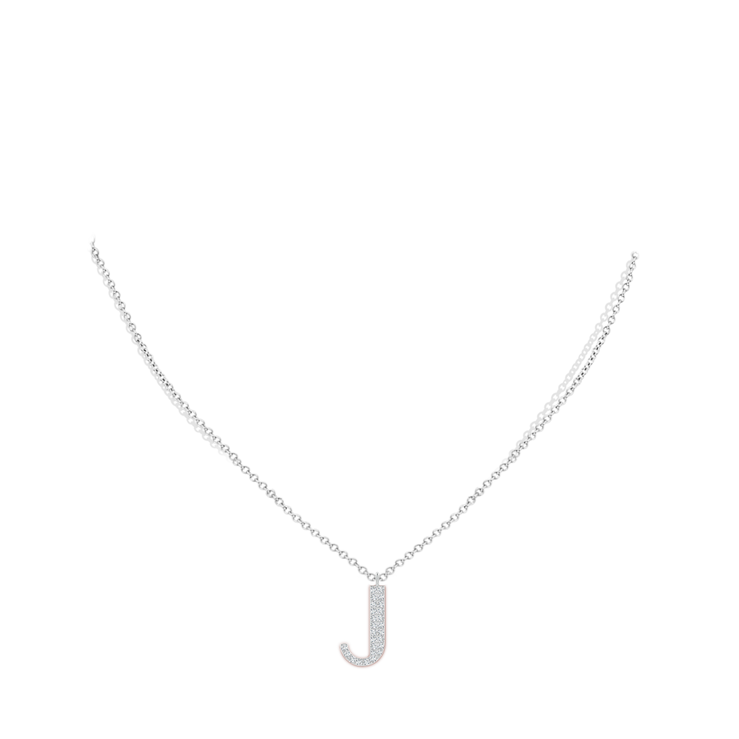 1.3mm GVS2 Modern Deco Diamond Capital "J" Initial Pendant in P950 Platinum - body_neck