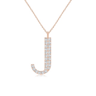 1.3mm GVS2 Modern Deco Diamond Capital "J" Initial Pendant in Rose Gold