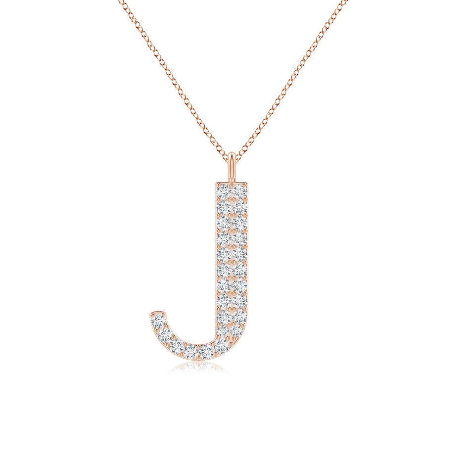 1.3mm GVS2 Modern Deco Diamond Capital "J" Initial Pendant in Rose Gold 