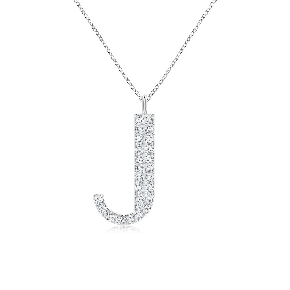 1.3mm GVS2 Modern Deco Diamond Capital "J" Initial Pendant in White Gold 