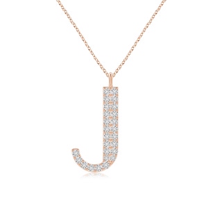 1.3mm HSI2 Modern Deco Diamond Capital "J" Initial Pendant in 9K Rose Gold