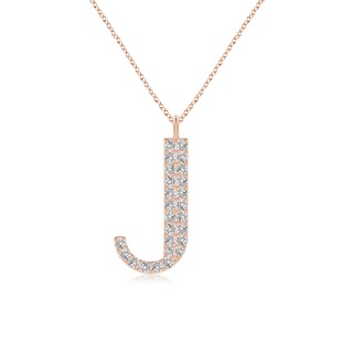 1.3mm IJI1I2 Modern Deco Diamond Capital "J" Initial Pendant in Rose Gold