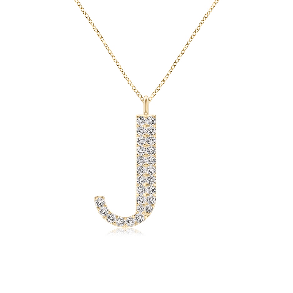 1.3mm IJI1I2 Modern Deco Diamond Capital "J" Initial Pendant in Yellow Gold 
