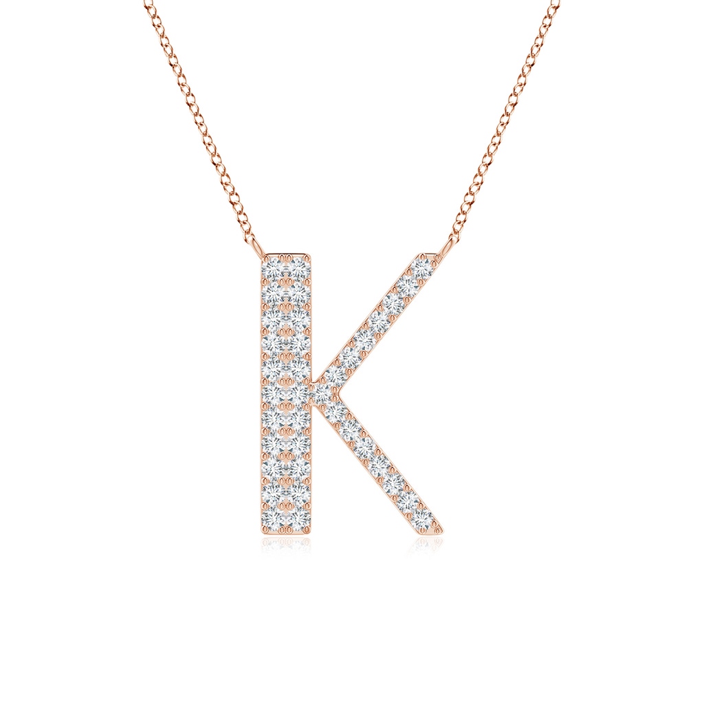 1.15mm GVS2 Modern Deco Diamond Capital "K" Initial Pendant in Rose Gold