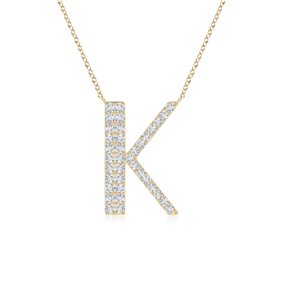 1.15mm GVS2 Modern Deco Diamond Capital "K" Initial Pendant in Yellow Gold 