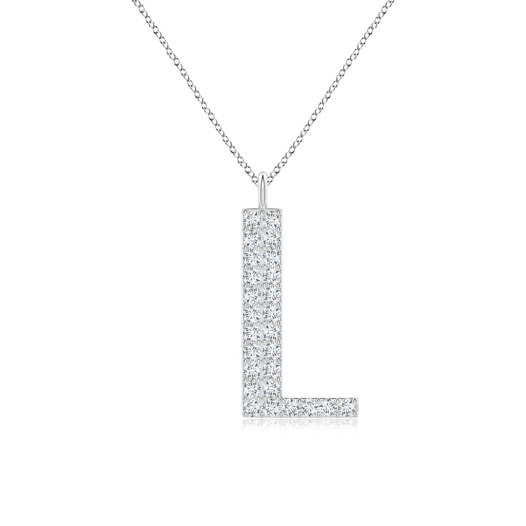 1.2mm GVS2 Modern Deco Diamond Capital "L" Initial Pendant in P950 Platinum