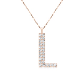 1.2mm GVS2 Modern Deco Diamond Capital "L" Initial Pendant in Rose Gold