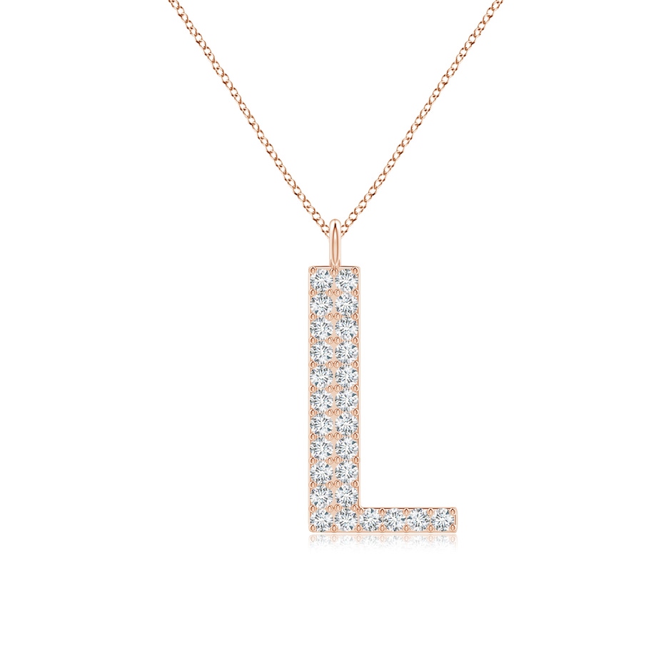 1.2mm GVS2 Modern Deco Diamond Capital "L" Initial Pendant in Rose Gold 