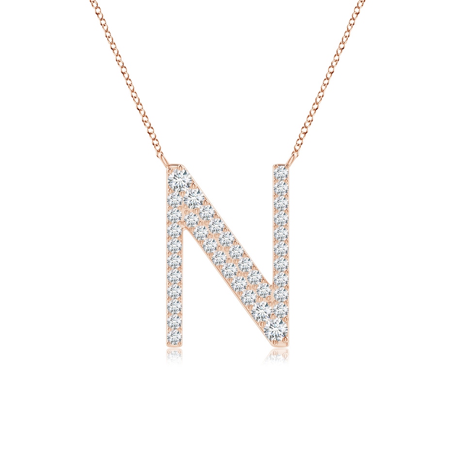 1.85mm GVS2 Modern Deco Diamond Capital "N" Initial Pendant in Rose Gold 