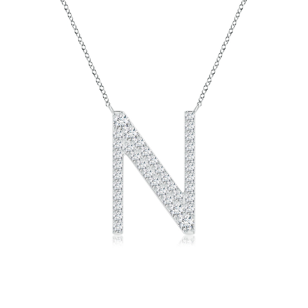 1.85mm GVS2 Modern Deco Diamond Capital "N" Initial Pendant in White Gold