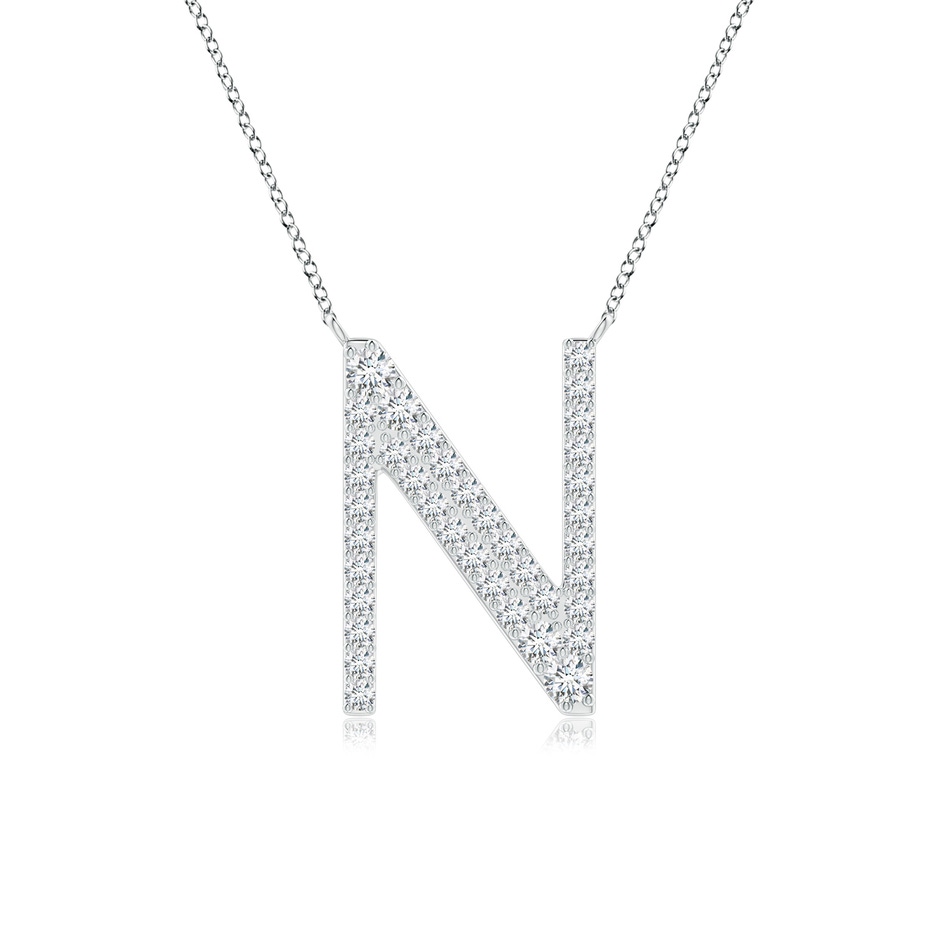 1.85mm GVS2 Modern Deco Diamond Capital "N" Initial Pendant in White Gold 