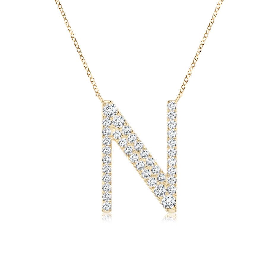 1.85mm GVS2 Modern Deco Diamond Capital "N" Initial Pendant in Yellow Gold 