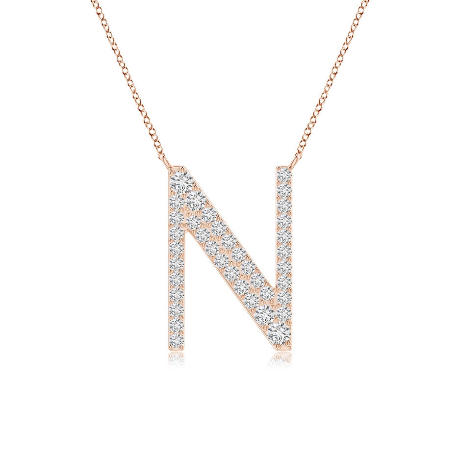 1.85mm HSI2 Modern Deco Diamond Capital "N" Initial Pendant in Rose Gold 